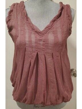 Bebe Size Small Sheer Purple Silk Lined Gray Cotton Cami Top Shirt